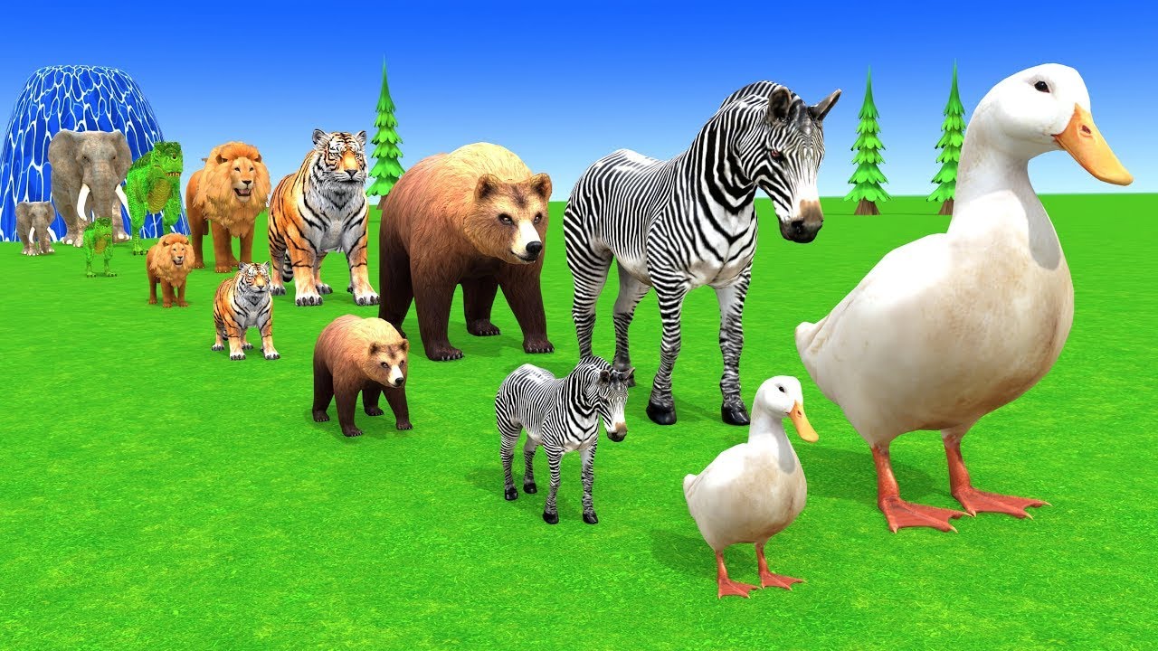 Long Slide Game With Cow Elephant Gorilla Hippopotamus Tiger 3d Animal Game Funny 3d Animals