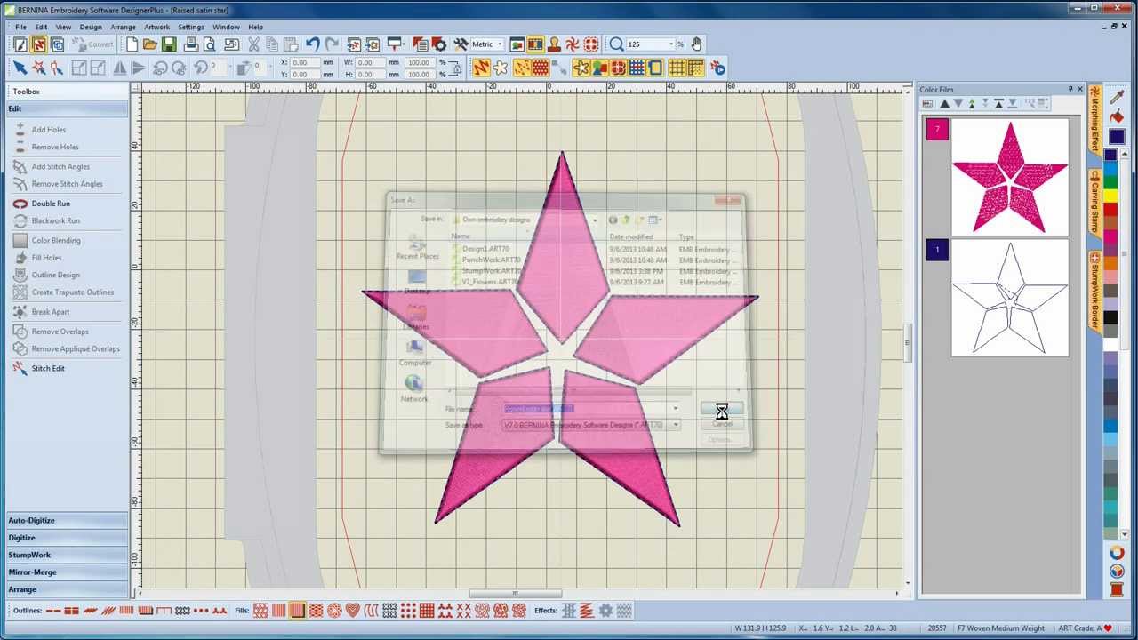 BERNINA Embroidery Software 7: how to create a Trapunto/Raised Satin design
