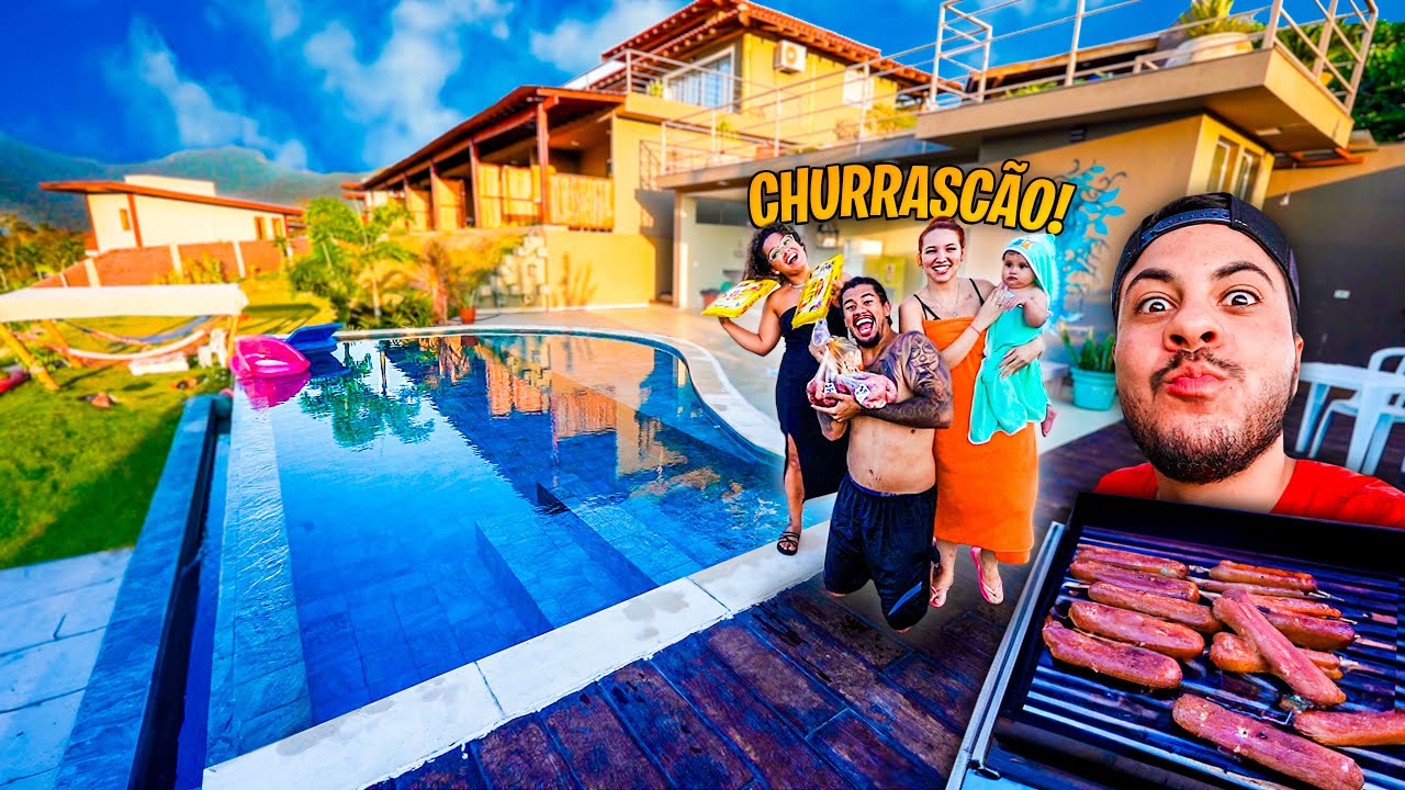 PRIMEIRO CHURRASCÃO NA MANSÃO DA PRAIA🥩🔥(PULAMOS NA PISCINA)