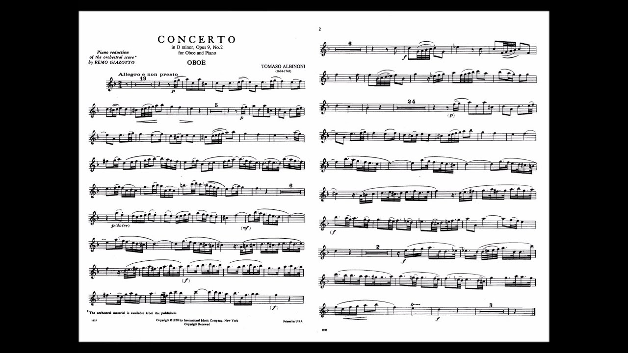 Minus One Music -  1er mov. Albinoni Concierto Oboe Rem Op.9 Nº2