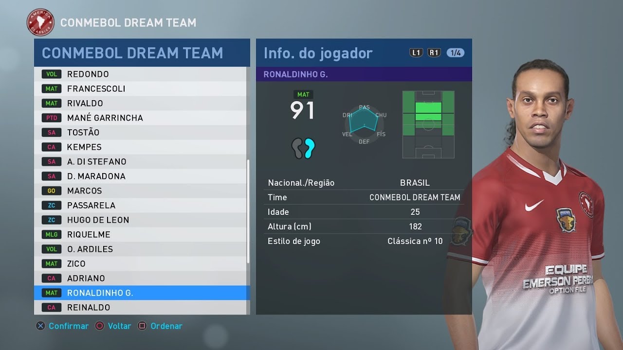PES 2019 - Option File com Adriano Imperador , Ronaldinho e Outros Legens