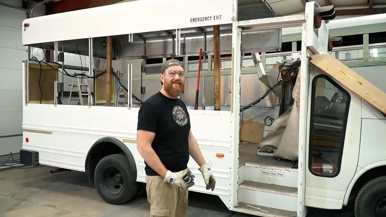 Mini Skoolie Roof Raise Begins - Demolishing The Bus