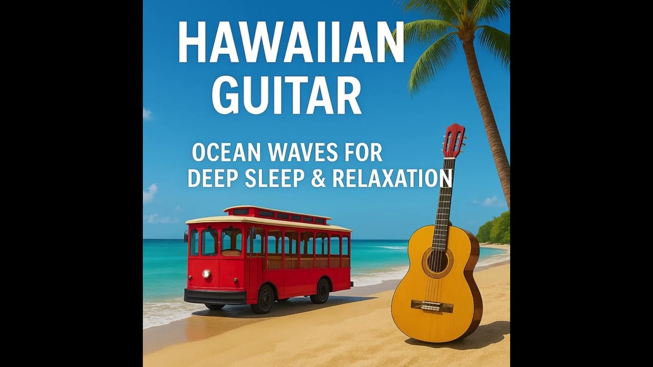 😴 Fall Asleep Fast 🌴 Hawaiian Guitar with Ocean Waves | 1 Hour Sleep Music