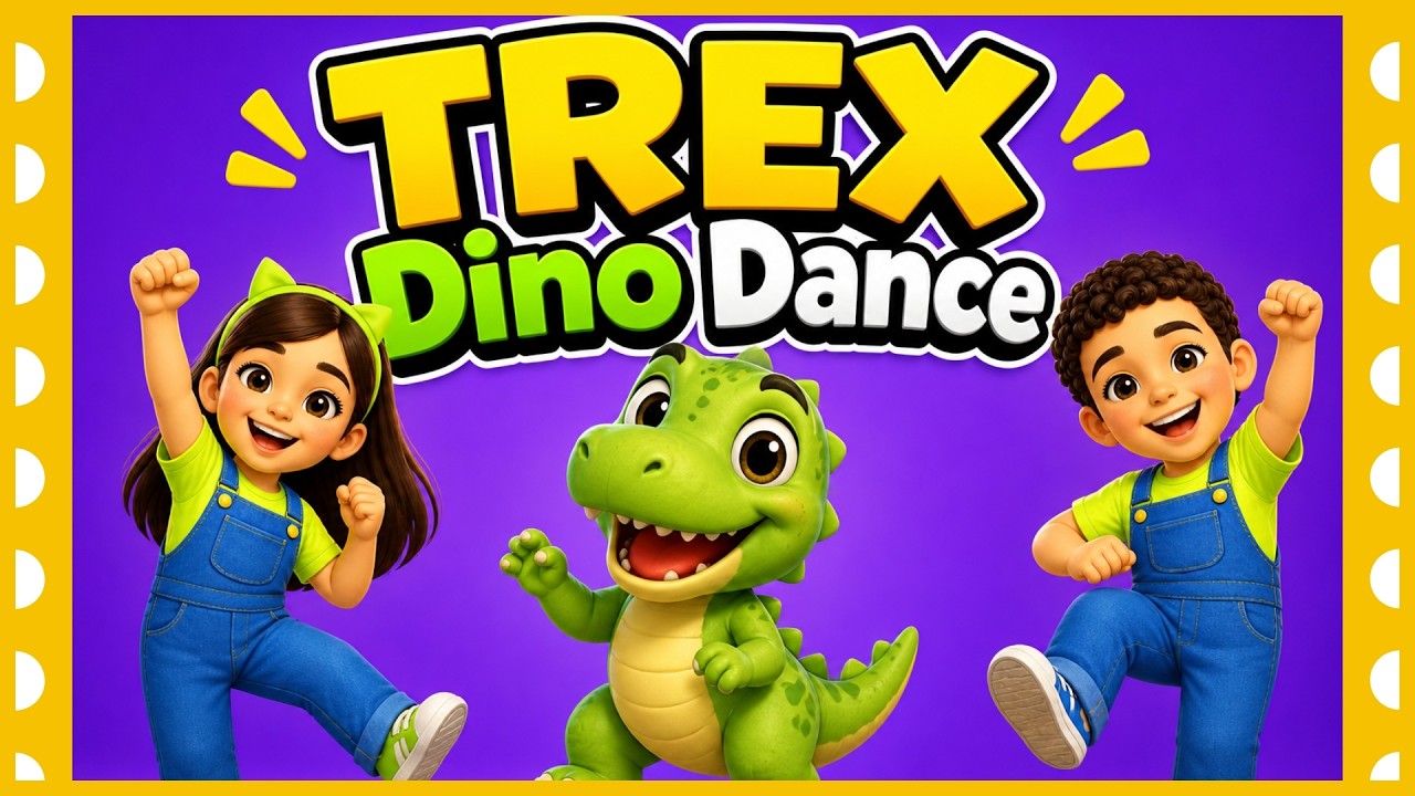 T-REX Dinosaur Dance Challenge for Kids| A Dinosaur Stomp Workout | School Program Dance