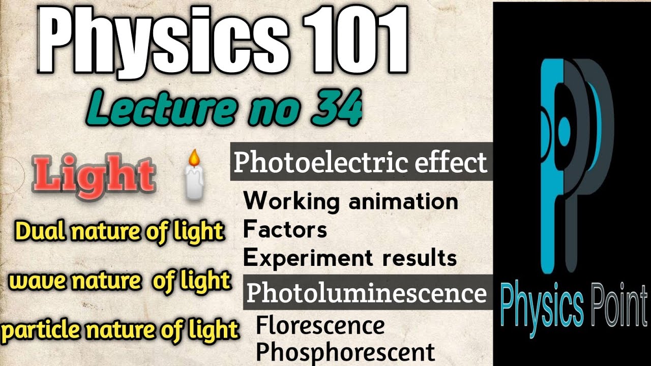 Phy101 lecture 34|Photoelectric effect|Dual nature of light|Photoluminescence|Photoluminescence type