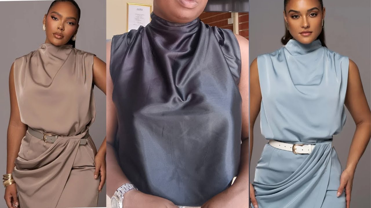 How to cut and sew high cowl neck sleeveless top #beginnerfriendly #cowlnecktop #stylishtop #viral