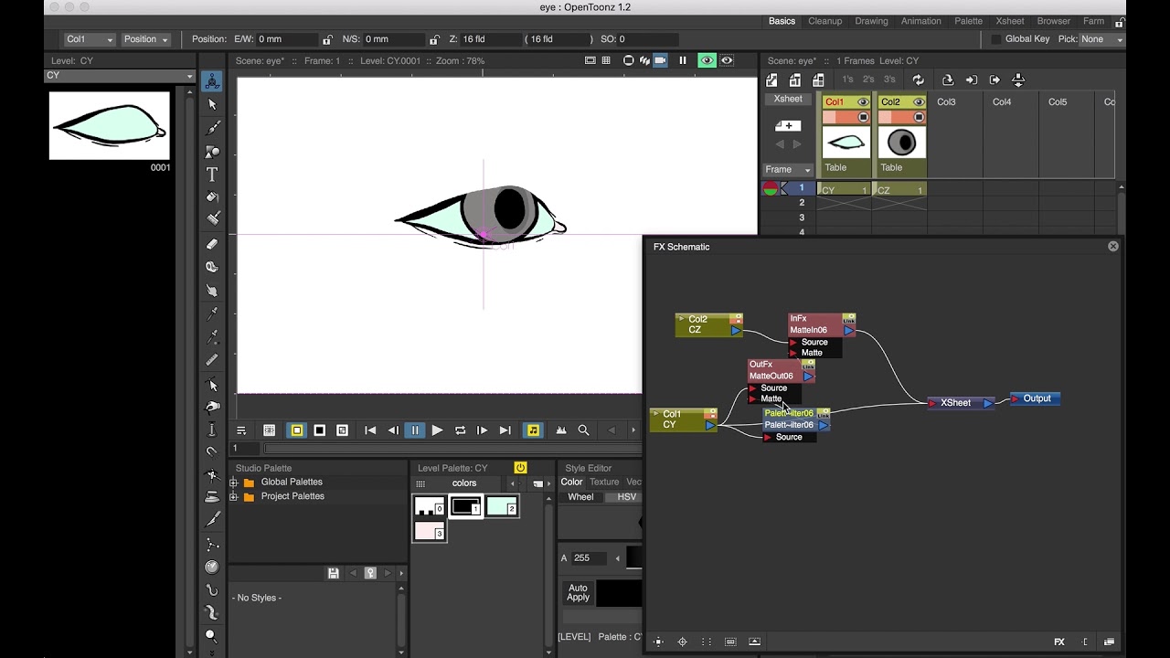 Opentoonz- matte effect for eyes