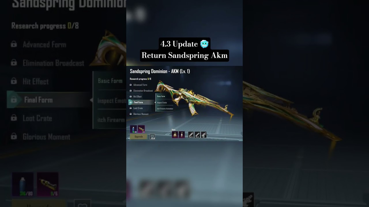 4.3 Update 🥶Return Sandspring Akm| Return Ultimate Set| Bgmi/pubgm |Gilt Spin | #battlegroundmobile