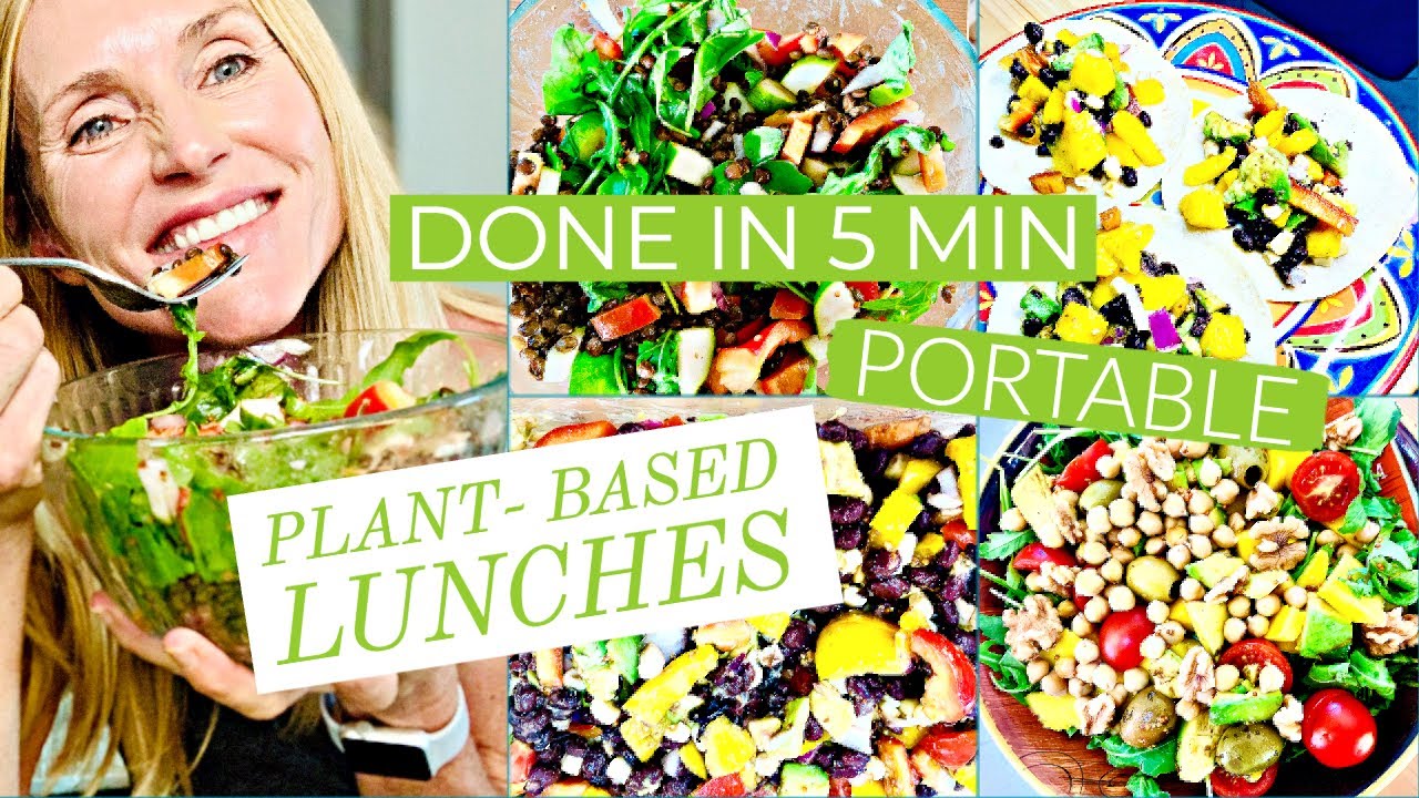 FULL WEEK OF PLANT BASED LUNCHES UNDER 5 MIN / PORTABLE VEGAN LUNCHES PREPARED IN UNDER 5 MINUTES