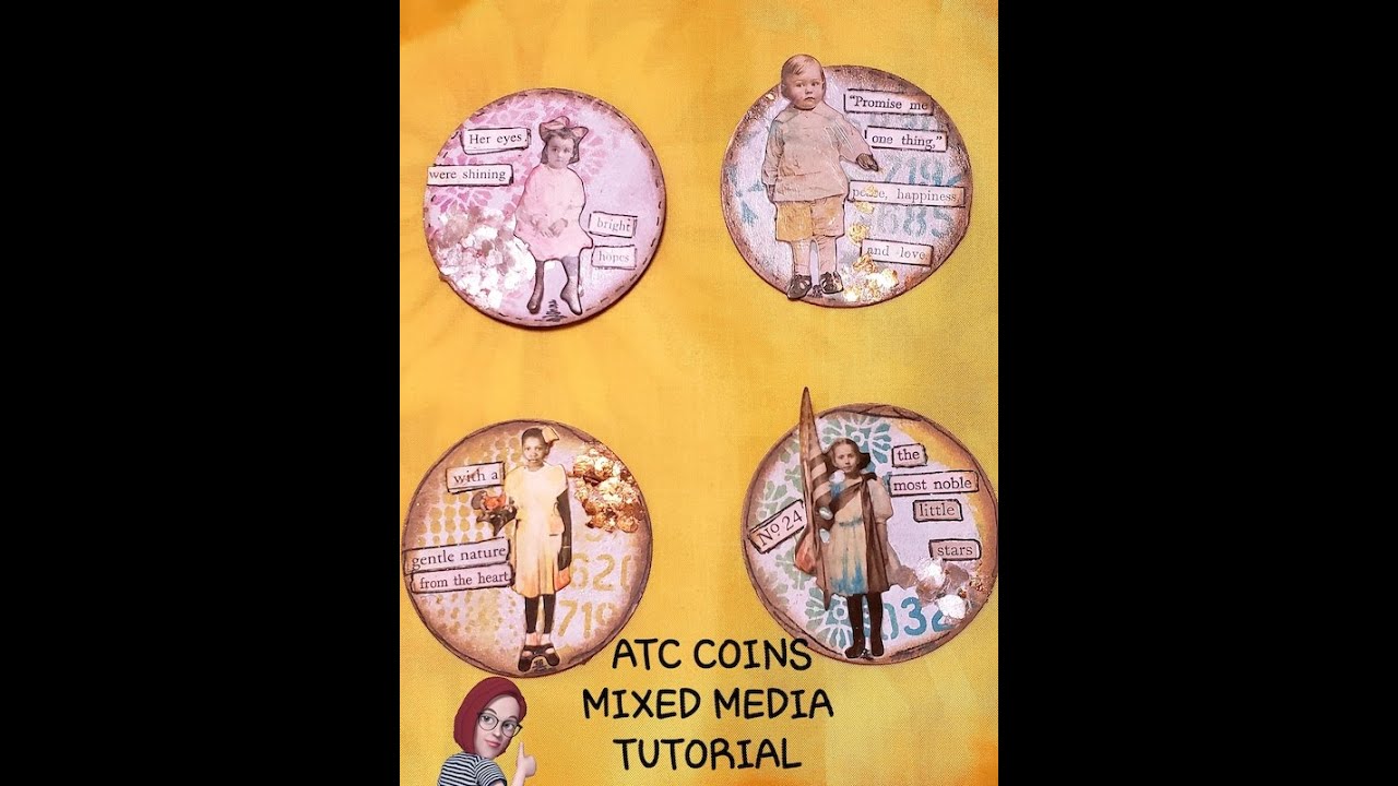 TUTORIAL OF TIM HOLTZ MIXED MEDIA ATC  COINS