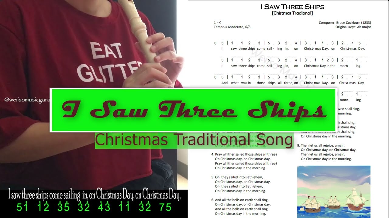 Lagu Natal 'I SAW THREE SHIPS' dengan Recorder, Christmas Song - Not Angka dengan Recorder