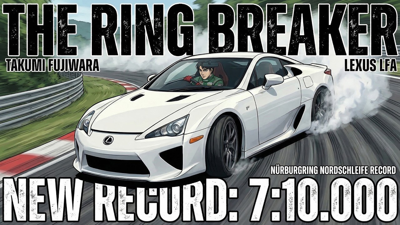 Initial D Anime Takumi Fujiwara Sets a New Nürburgring Lap Record of 7:10 for the Lexus LFA Testing