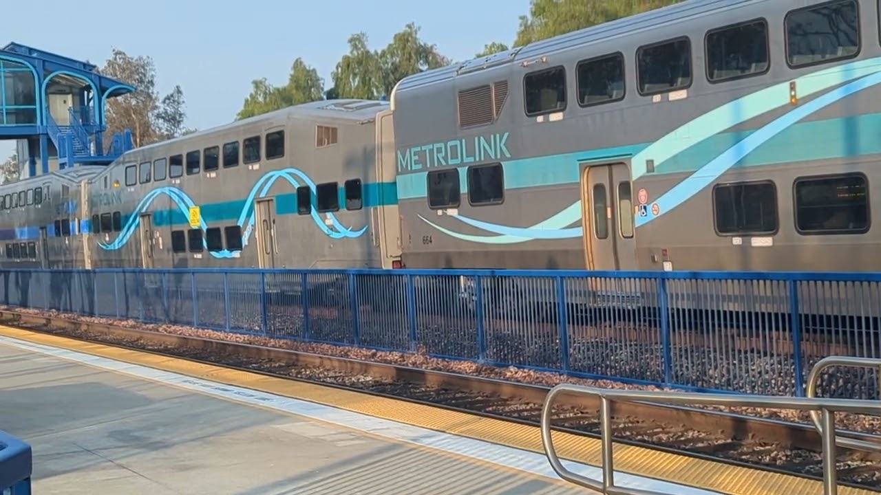 Metrolink is arriving heading to downtown Riverside