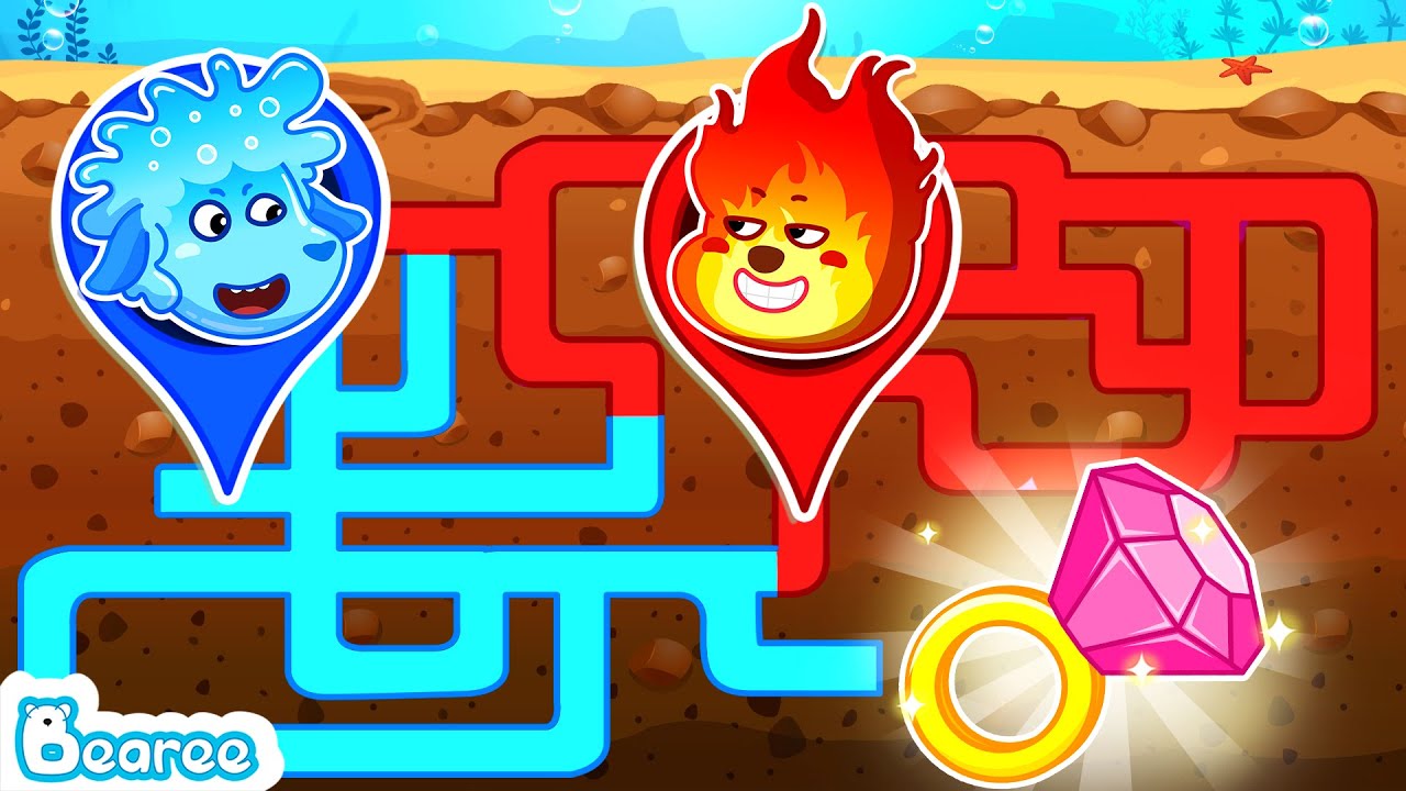 Bearee Tales 🐾 Fire and Water Maze Challenge | Bearee Adventure 🔥 | 🐻 Bearee New Episodes