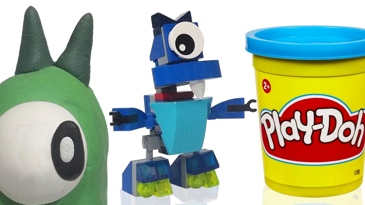 Play-Doh Booger Meets LEGO Blue Booger  -  Stop Motion Animation | Bricks and Clay Play