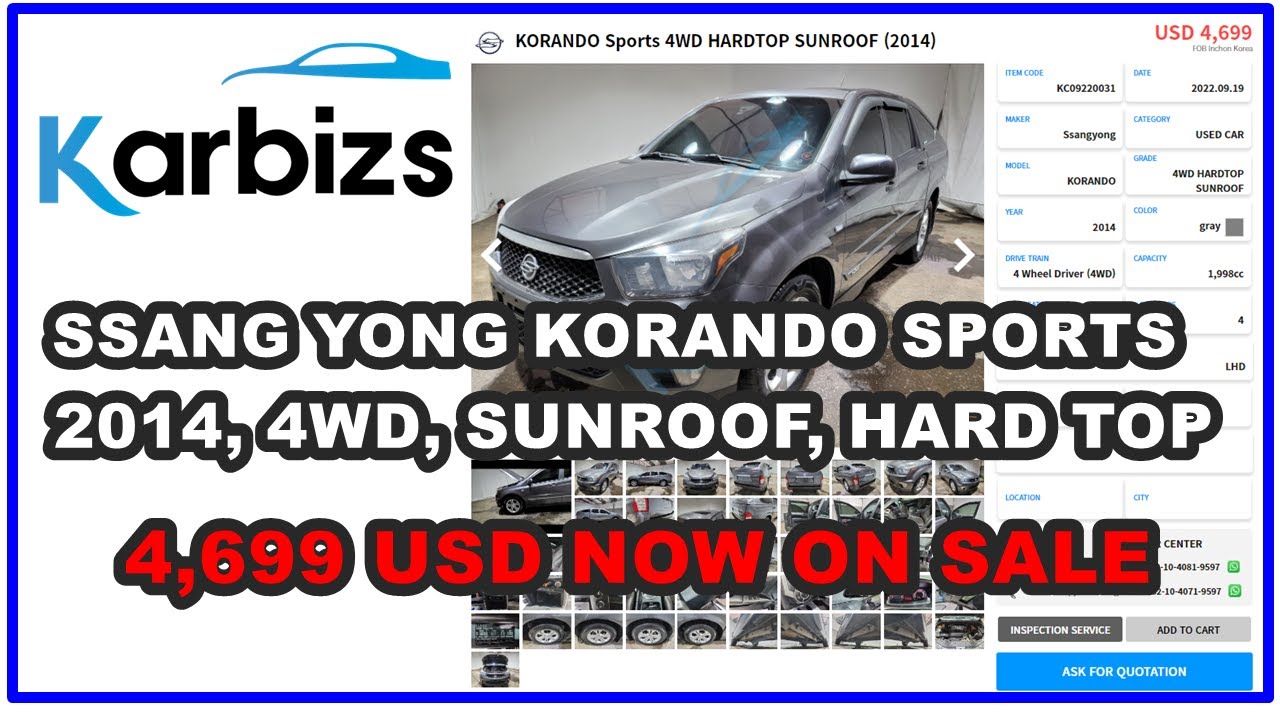 2014 SSANG YONG KORANDO SPORTS on KARBIZS : Korean used car, auto usado coreano, سيارة مستعملة كورية