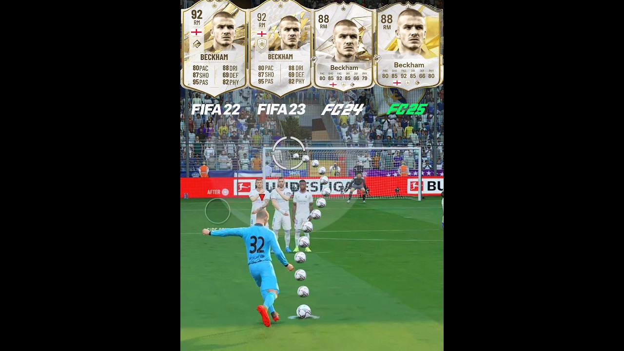 David Beckham Free Kicks Evolution From FIFA 22 To FC 25 