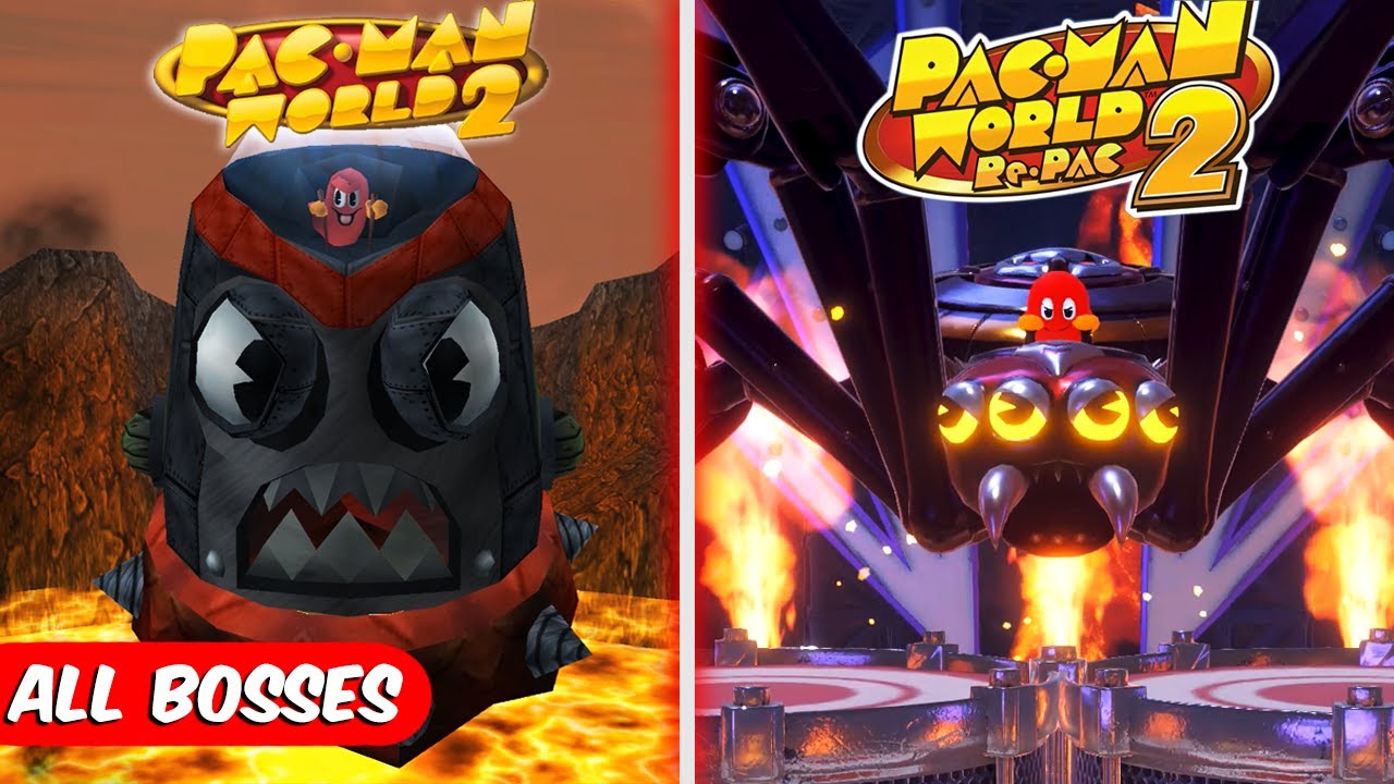 Pac-Man World 2 Re-Pac - All Bosses Comparison + Toc-Man (Original vs Remake) [4k-60FPS]