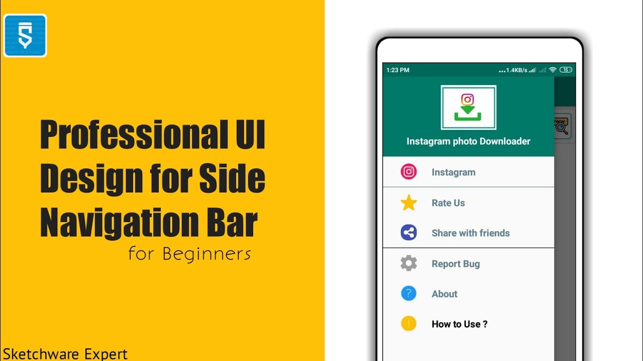 UI Design For Side Navigation Bar🔥 | In Sketchware||For Beginners