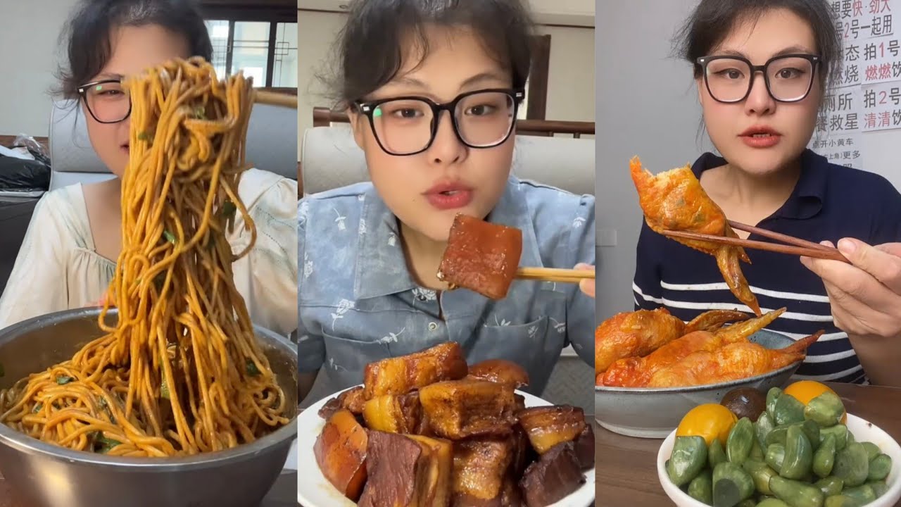 Yummy /Eating Challenges 🤤 Pork belly Spicy noodles 🍜😋 fired chicken 🍗#eatingshow #delicious #eat 
