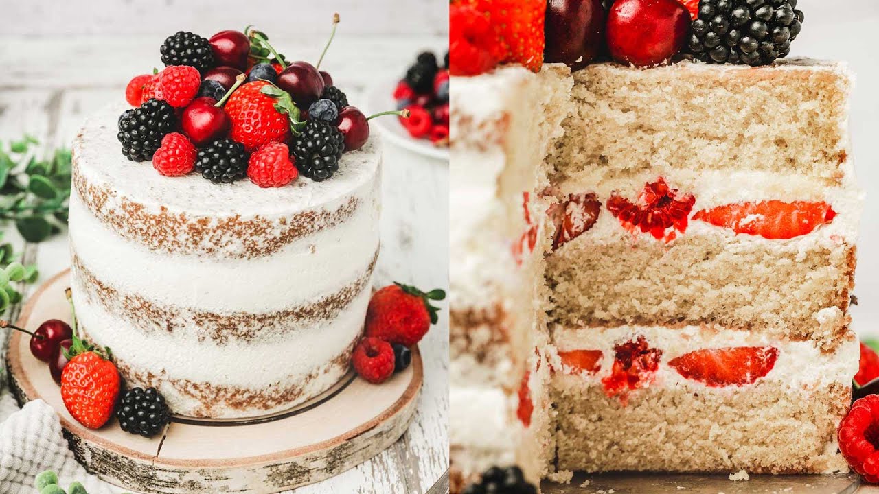 Naked Cake Fruits Rouges - Génoise Moelleuse + Glaçage Mascarpone et fruits frais ! Sweetly Cakes