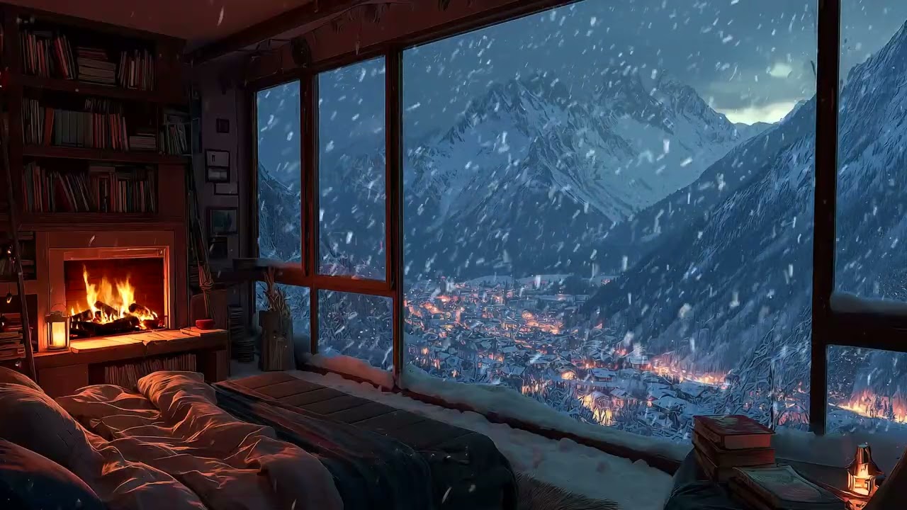 Peaceful Snowy Night Piano | White Lounge Soft Music for Focus & Mental Calm