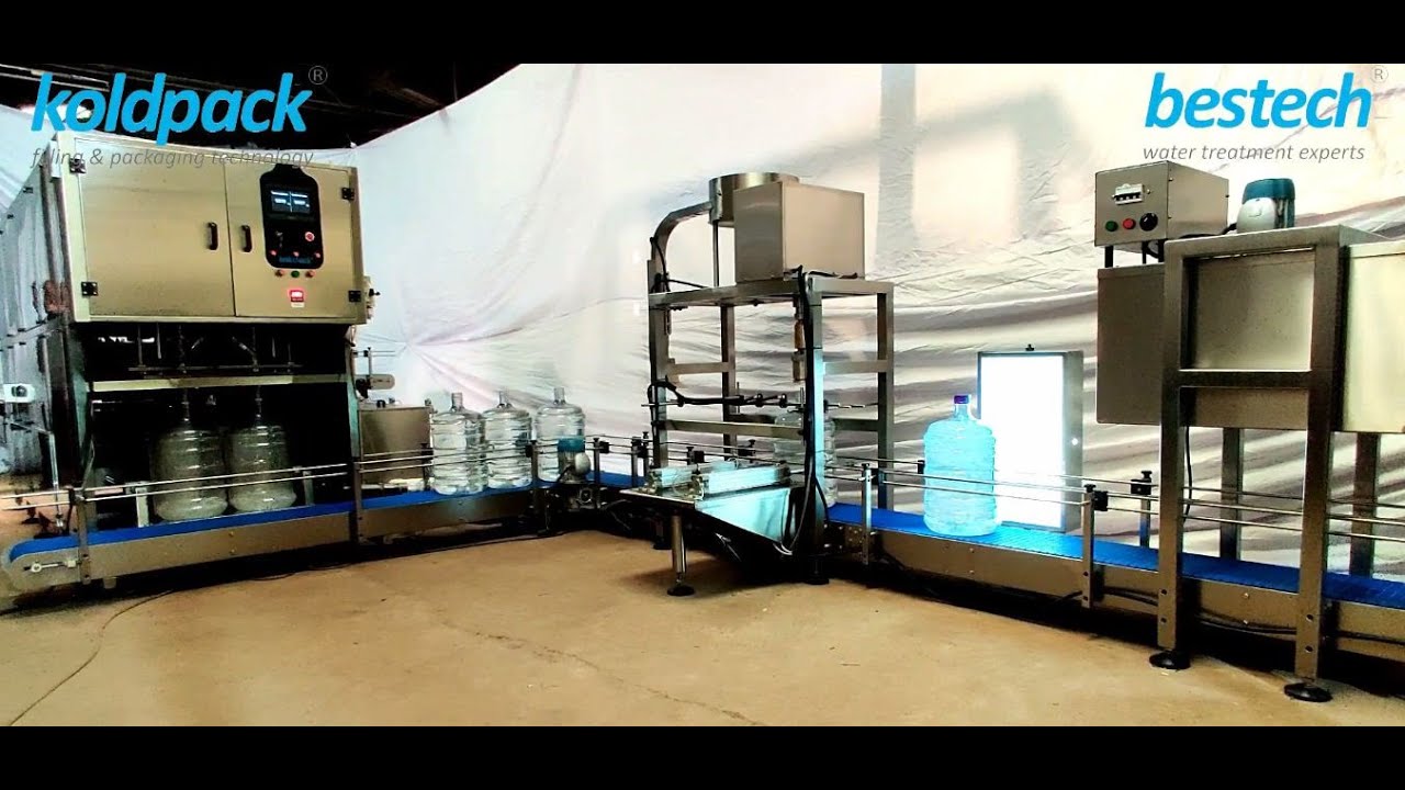 Koldpack automatic 20 Liter JAR rinsing filling & capping machine