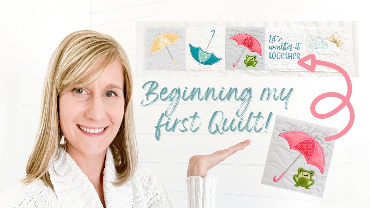 🧵 STARTING MY FIRST QUILT!  KIMBERBELL SPRING SHOWERS | QUILTING IN THE HOOP ON EMBROIDERY MACHINE