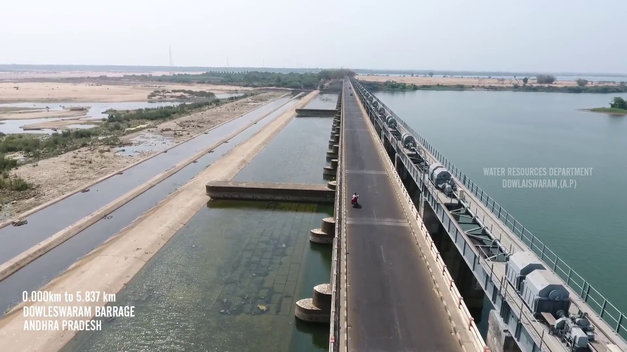 Dowleswaram barrage full length video 5.837km