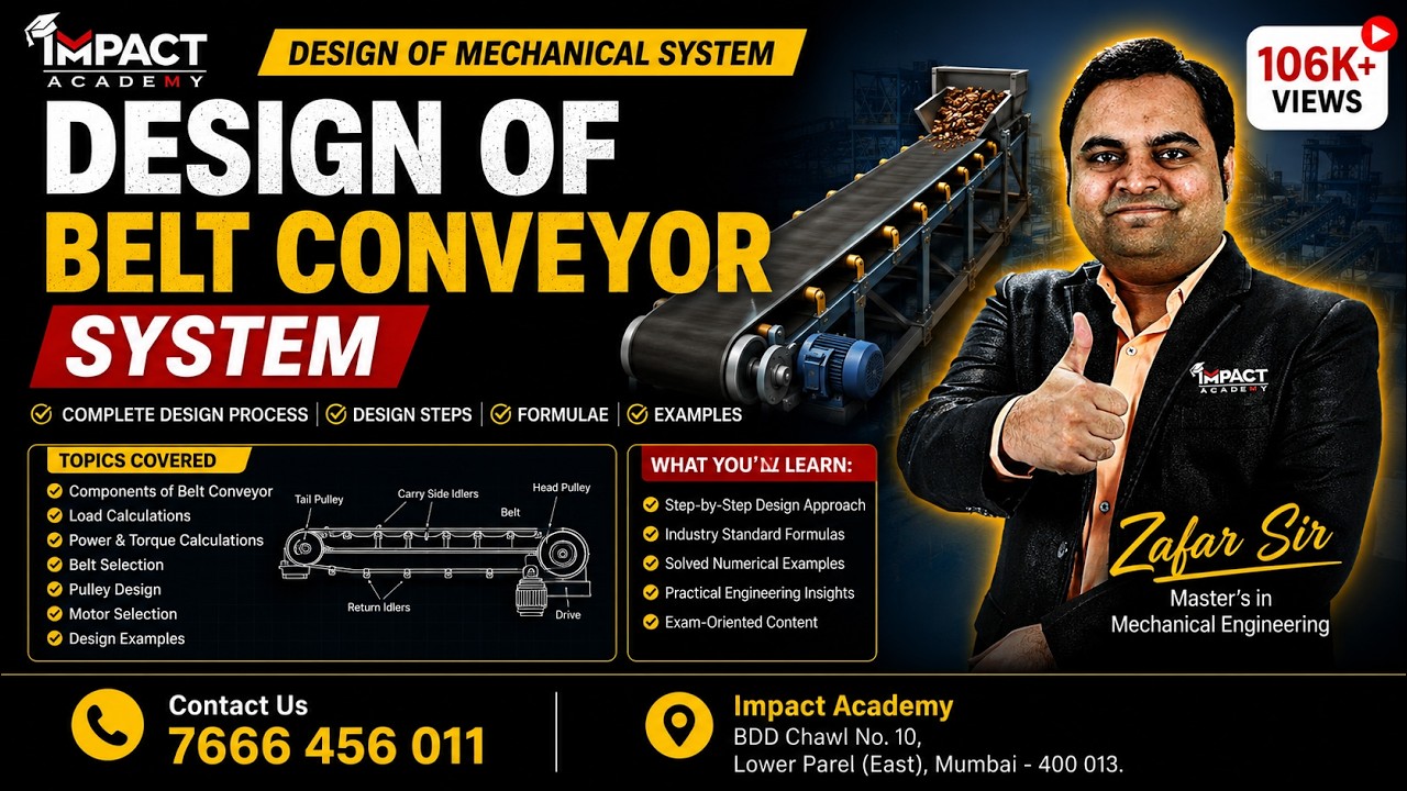 Design of Belt Conveyor System | DMS | Design of Mechanical System #engineering #gateexam2026 #gate