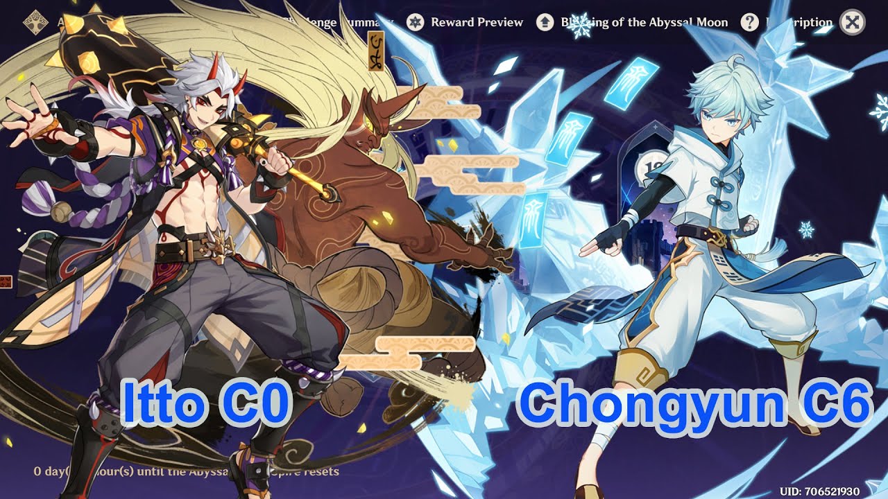 Itto C0 & Chongyun C6 Spiral Abyss 2.4 Floor 12 Full Stars Genshin Impact