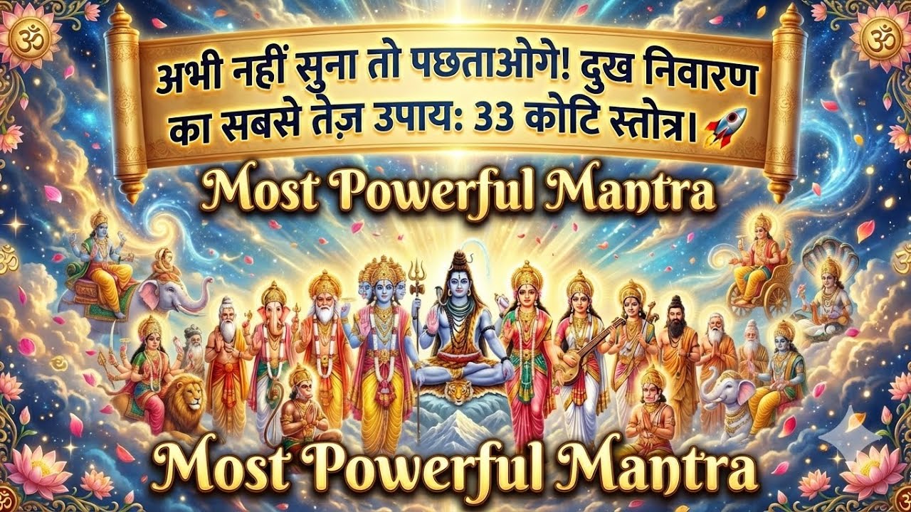  अभी नहीं सुना तो पछताओगे! दुख निवारण का सबसे तेज़ उपाय: 33 कोटि स्तोत्र। 🚀 Most Powerful Mantra