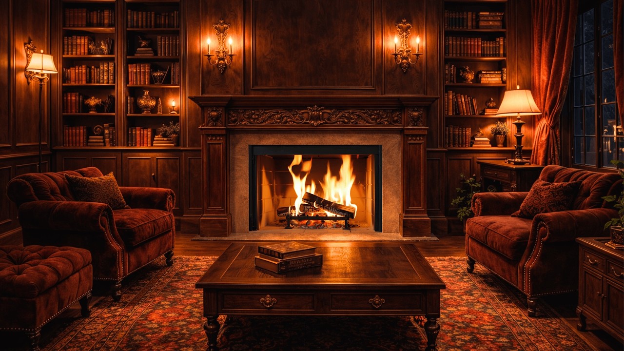 Velvet Fireside Room 🔥 | Natural Fire Sounds for Focus & Reflection (1 Hour)