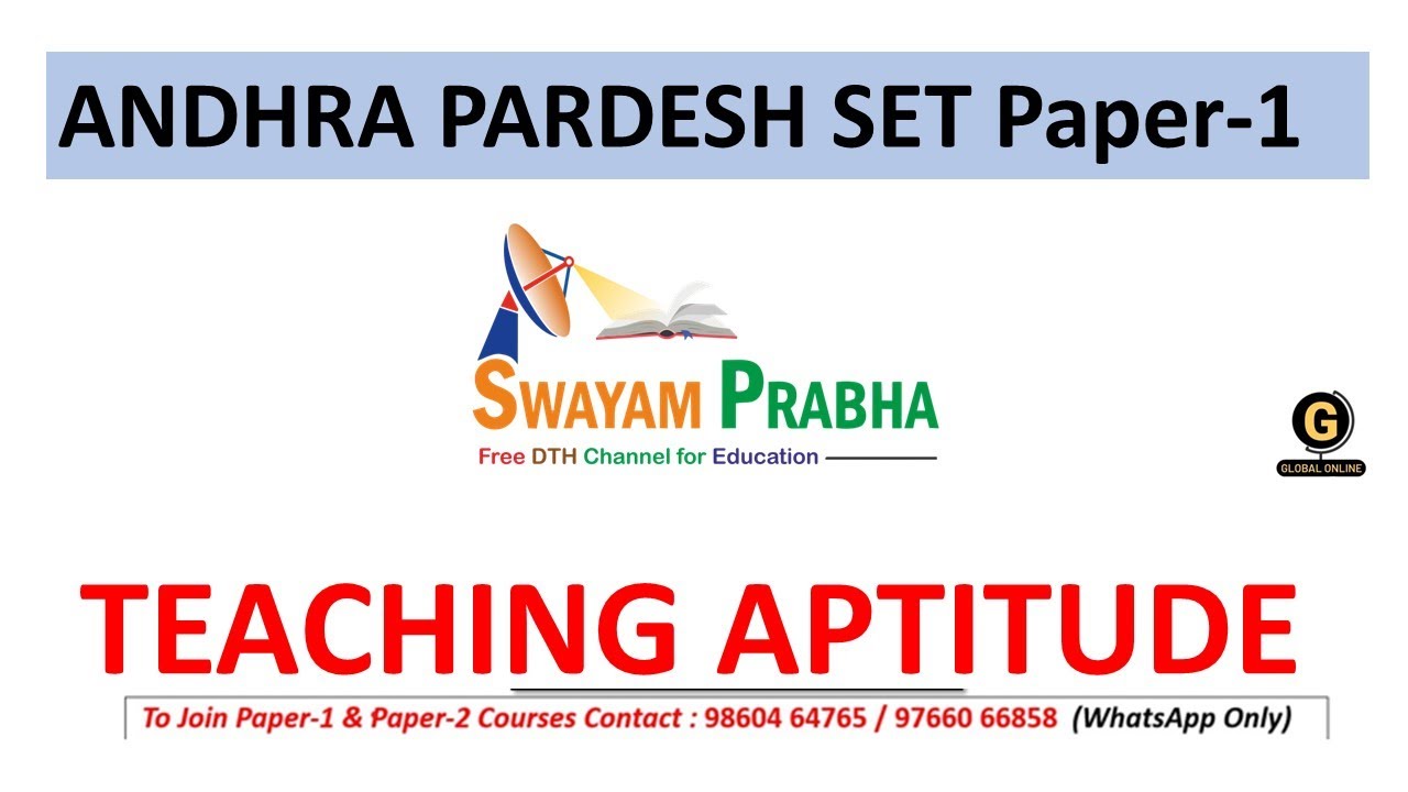 SWAYAMPRABHA of Teaching Aptitude for Andhra Pradesh SET Paper 1 2024 | APSET Paper 1