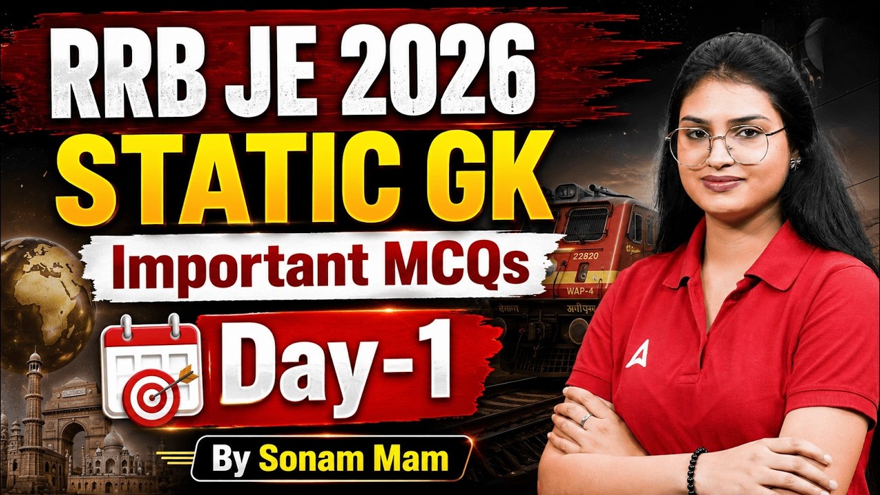 RRB JE 2026 STATIC GK 🔥 20 Important MCQs | Day-1 | RRB JE GK Preparation