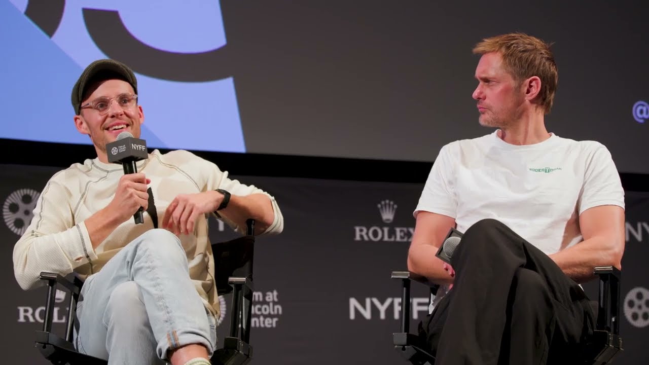 Harry Lighton and Alexander Skarsg&aring;rd on Pillion