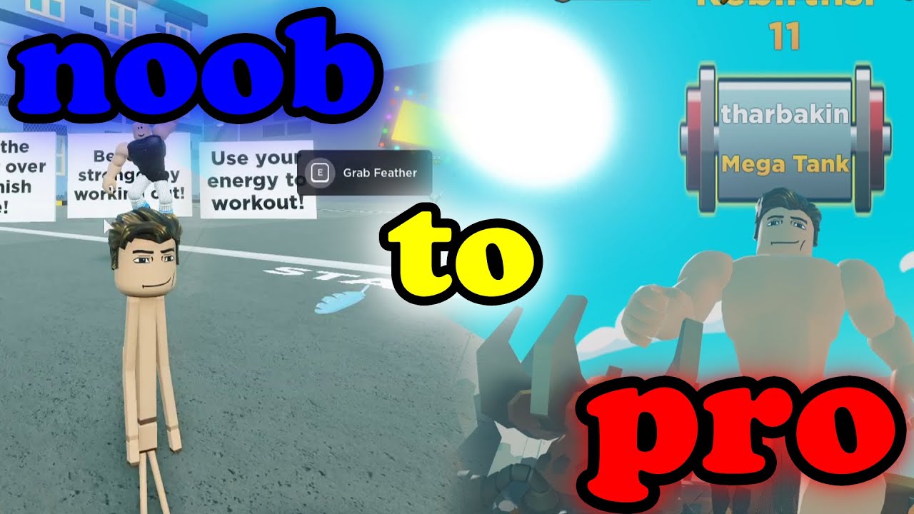 Went from baby noob to Mega Tank in Strongman Simulator!!