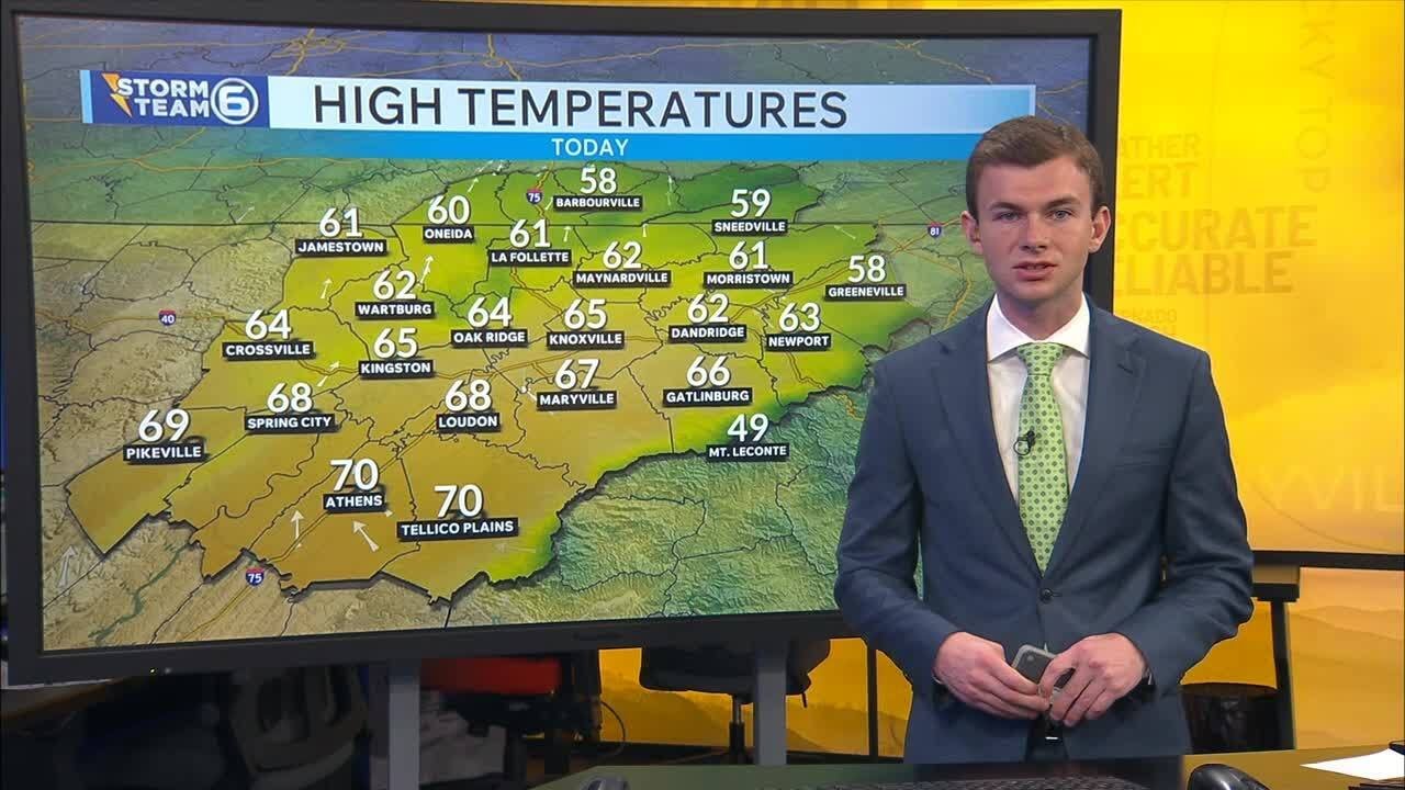 A cloudy Monday with some light rain