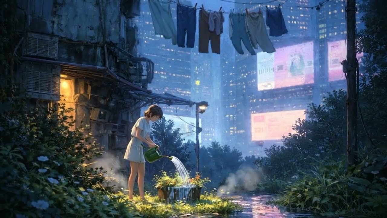 夜の街と小さな庭｜静かに流れるlofi chill【2.5H Loop｜作業・リラックス・睡眠】