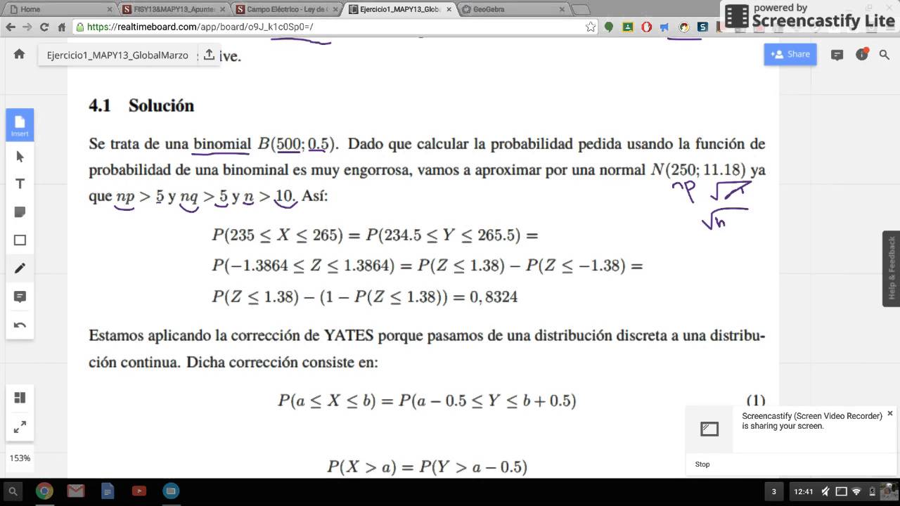 Uso de la correcci&oacute;n de Yates para una Binomial