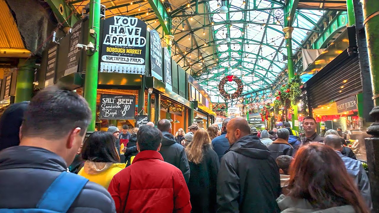 Full Tour: London’s Borough Market at Christmas ✨ London Winter Walk 2024 🎄 4K HDR