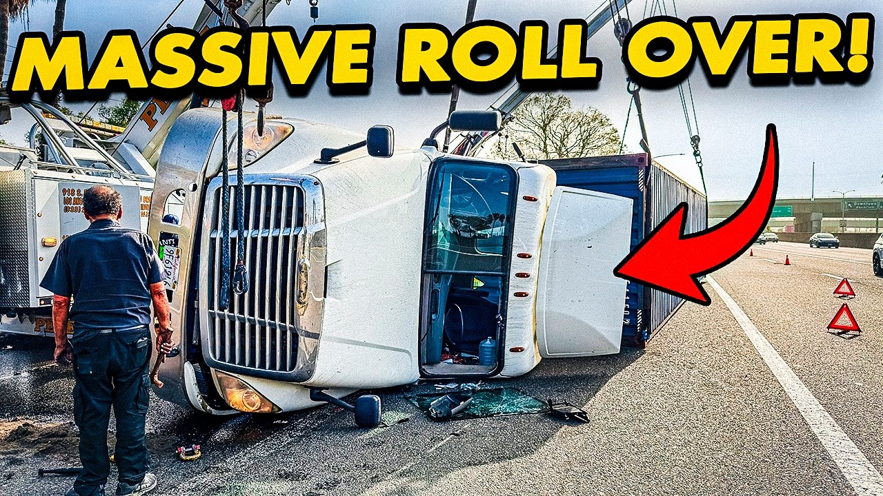 Container Rollover on a Freeway!