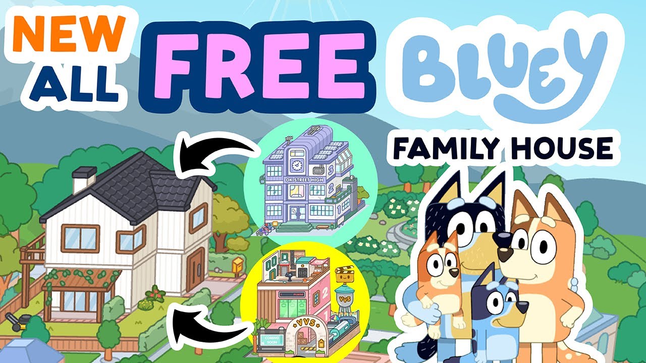 НОВЫЙ БЕСПЛАТНЫЙ дом Bluey Bingo Family House со школьными принадлежностями VVS Movie Studio TOCA...