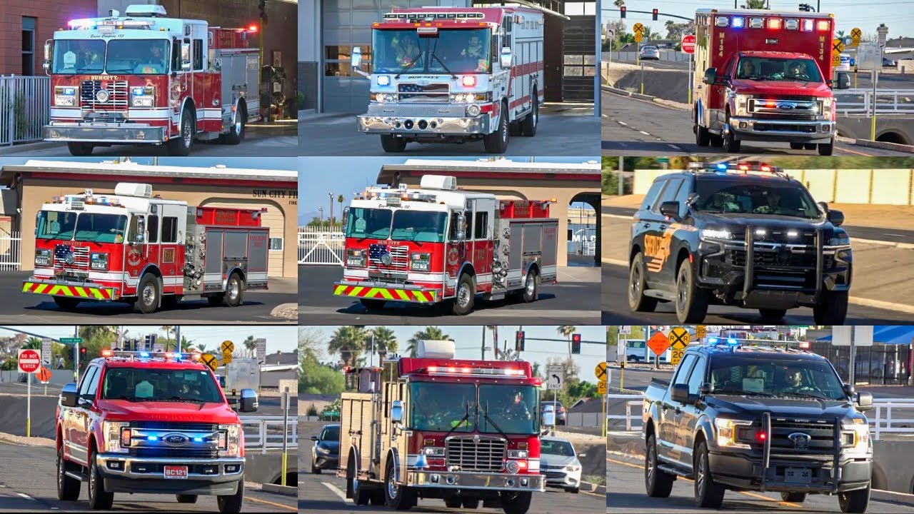 Sun City Fire Dept.  Engines 131 & 132 + House Fire Response