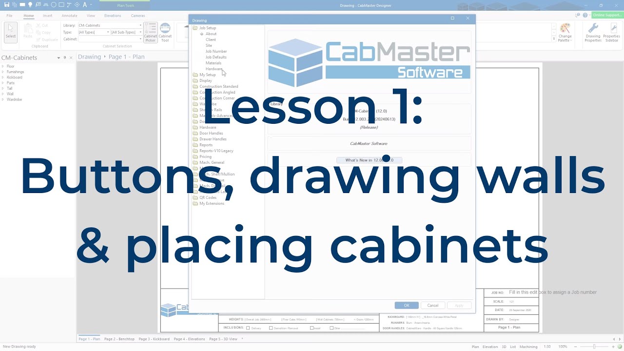 CabMaster Software - Lesson 1: Buttons, drawing walls & placing cabinets
