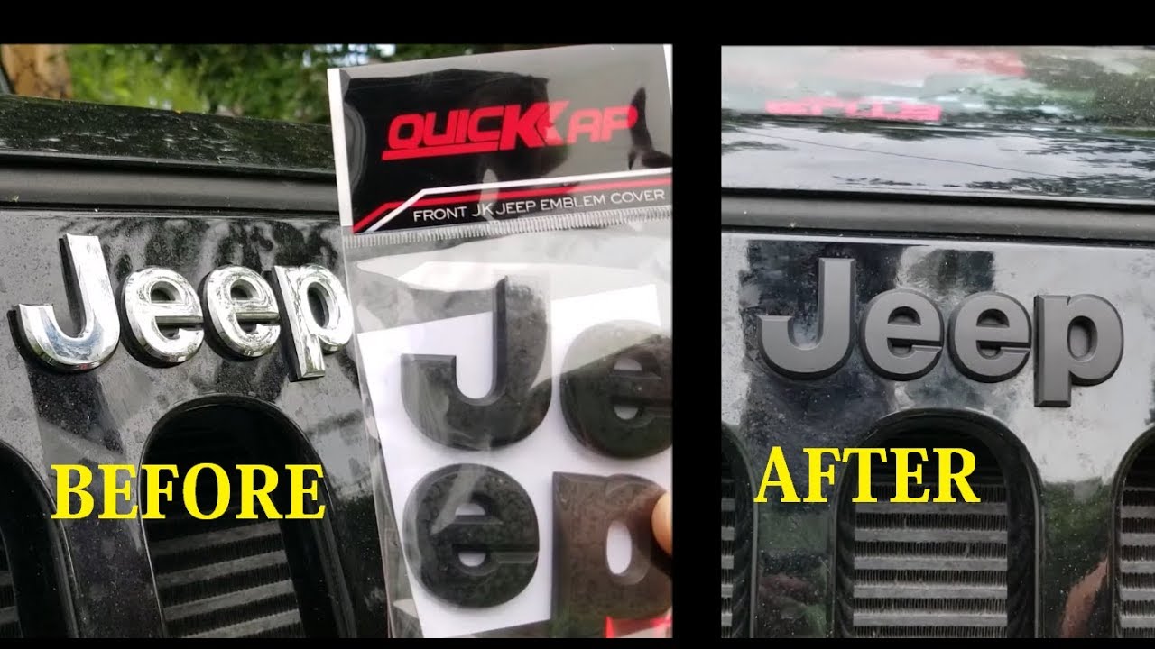 QUICKKAP Jeep Wrangler Front JK Emblem Cover Matte Black