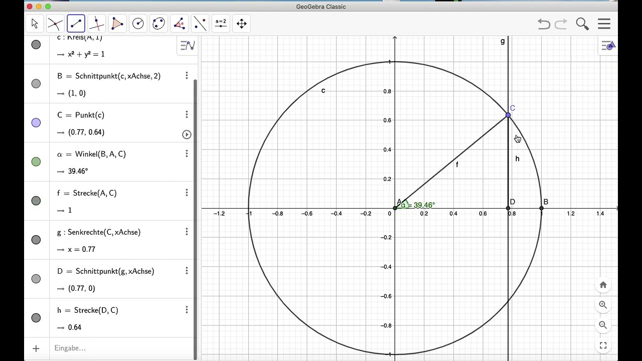 Einheitskreis auf geogebra erstellen