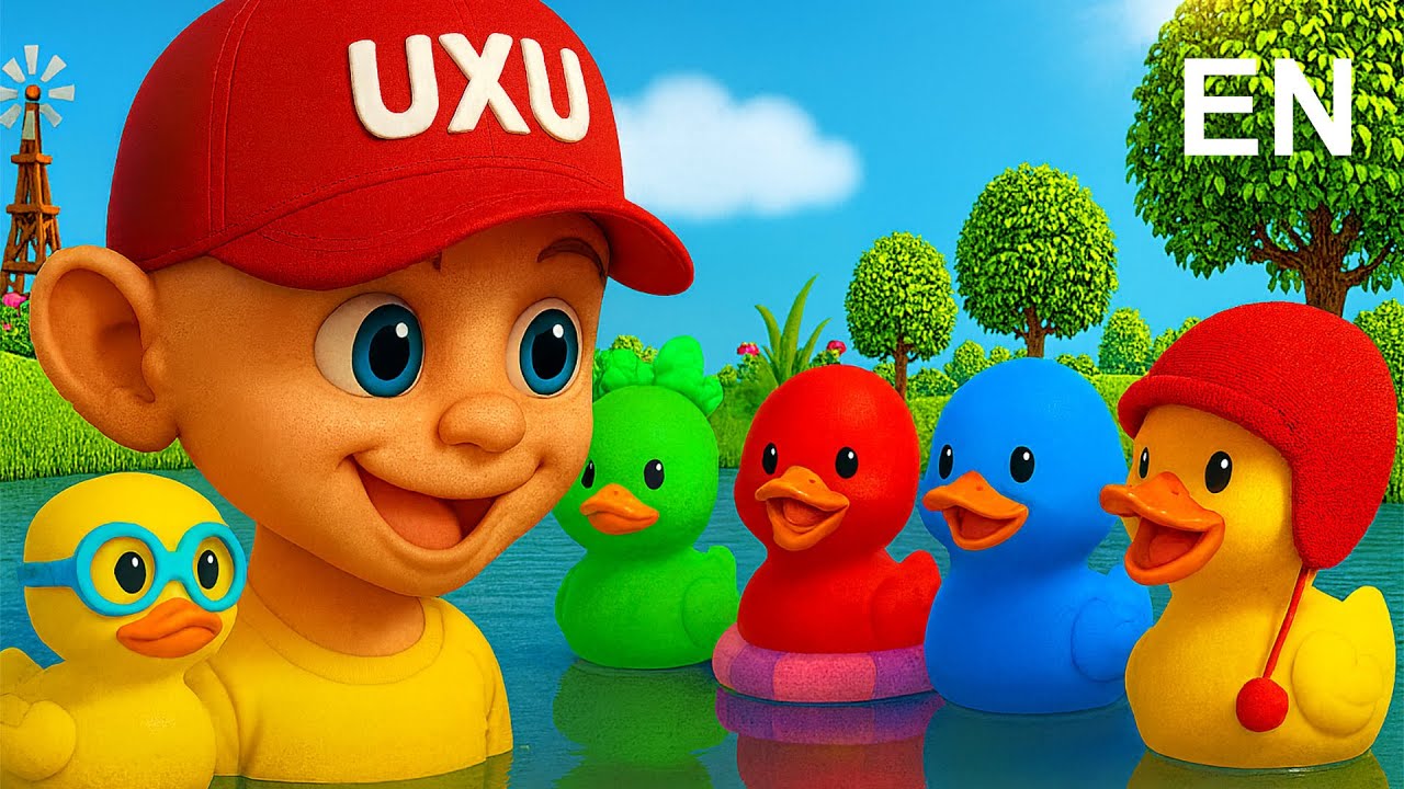 UxU｜Pięć małych kaczuszek 🦆 (Nauka kolor&oacute;w i liczenia &ndash; piosenka dla dzieci)