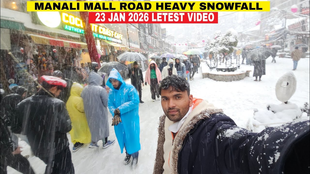 Manali Mall Road Heavy Live Snowfall 23 Jan 2026