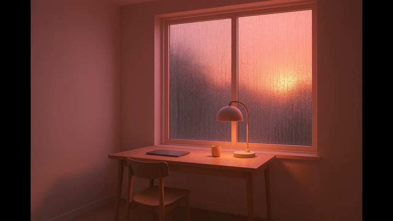 1 HOUR COZY ROOM STUDY ✍️ Rain on Window + Warm Lamp (No Alarm)